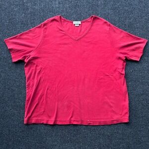 Eddie Bauer V-Neck T-Shirt Cotton‎ Flattering Form Fitting Red